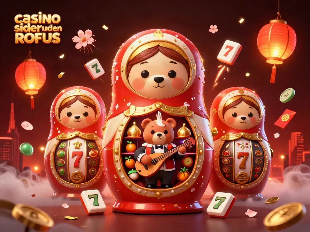 Experience the thrill of casino sider uden ROFUS with charming characters in a vibrant 3D illustration showcasing slot machines.