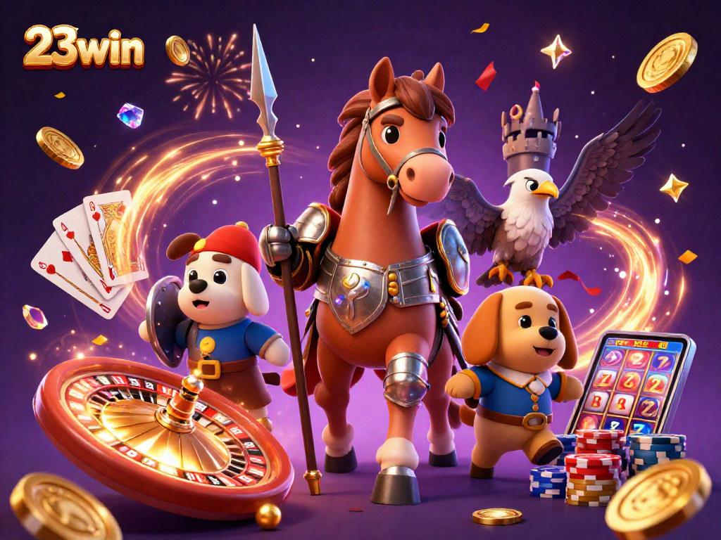 Join the fun with 23win - a vibrant, action-packed casino scene with games and excitement.