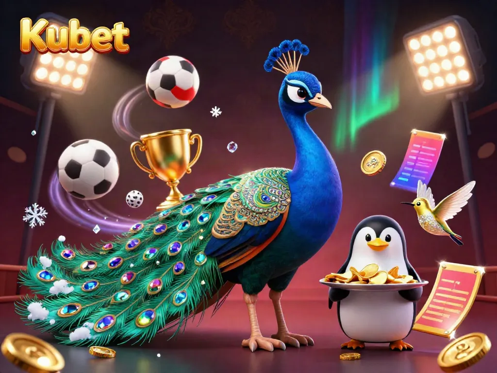 Kubet delivers thrilling betting action, showcased by dynamic characters and vibrant sports elements in a luxurious setting.