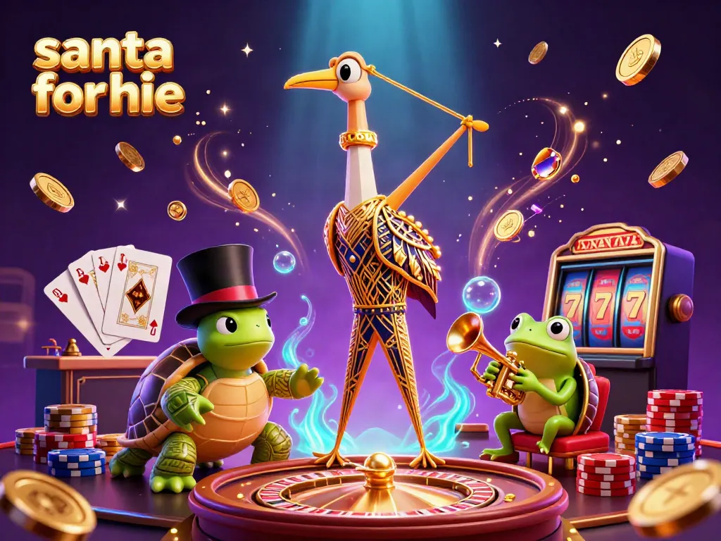 Santa for hire in a vibrant casino scene with characters and gambling elements.