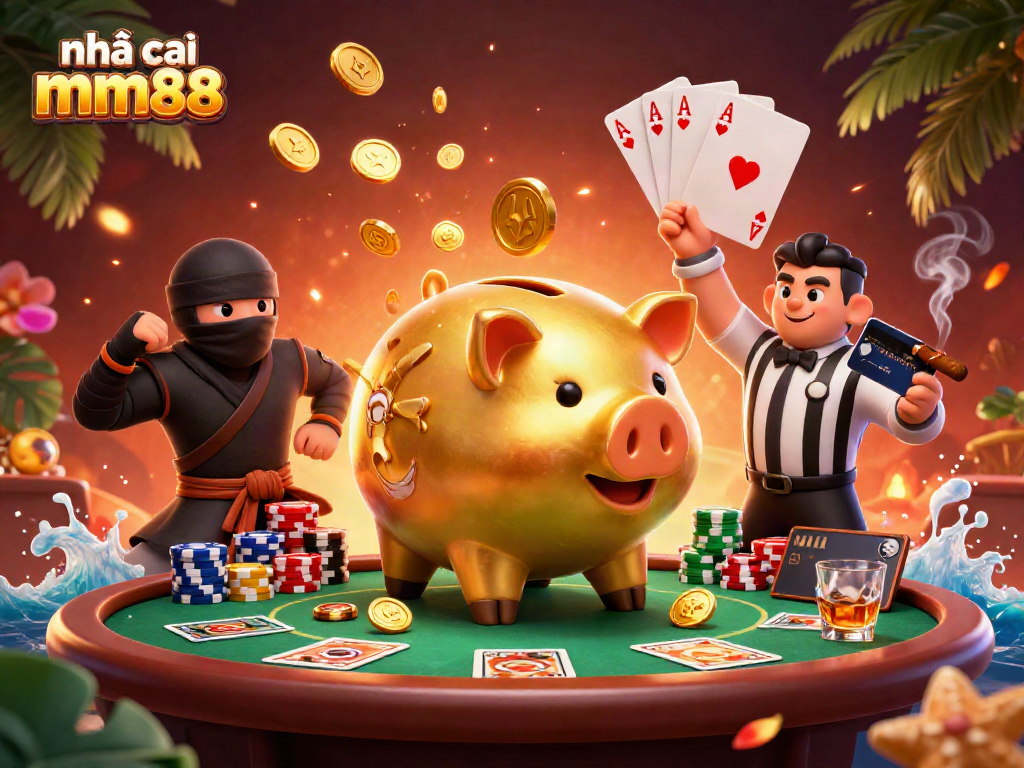 Experience the thrilling gameplay with nhà cái mm88 featuring cartoon characters in a vibrant casino scene.