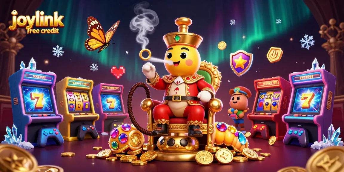 Spin to win with joylink free credit and vibrant casino elements in this captivating illustration.