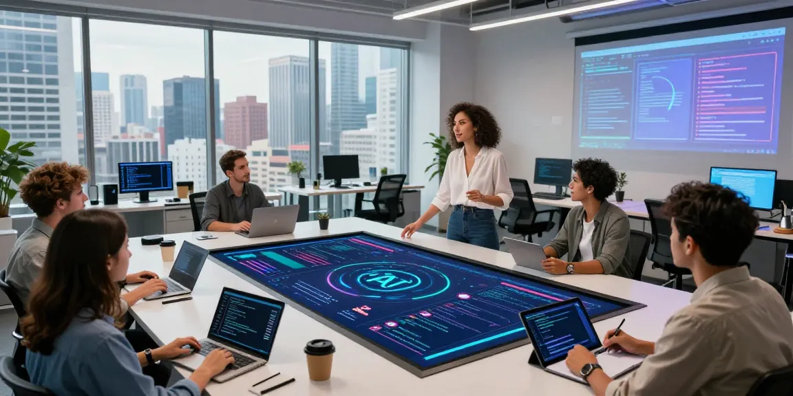 Team collaboration focused on agentic AI applications in a modern tech workspace.
