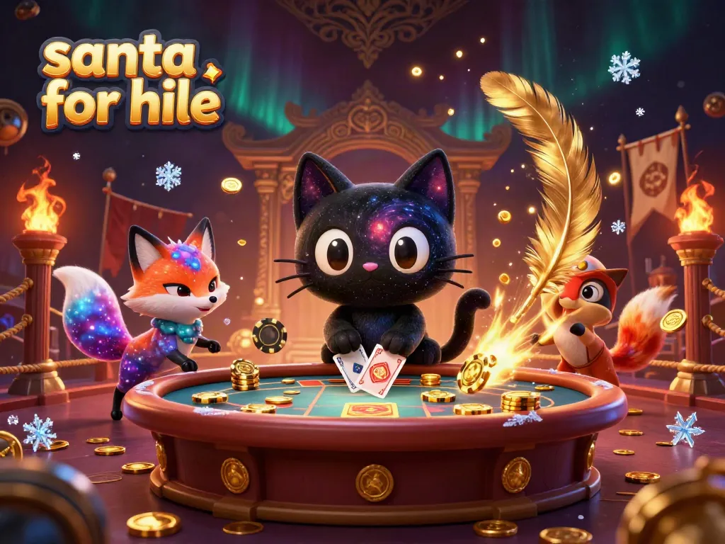 Experience the magic of a casino featuring Santa for hire, with captivating cosmic elements and vibrant characters.