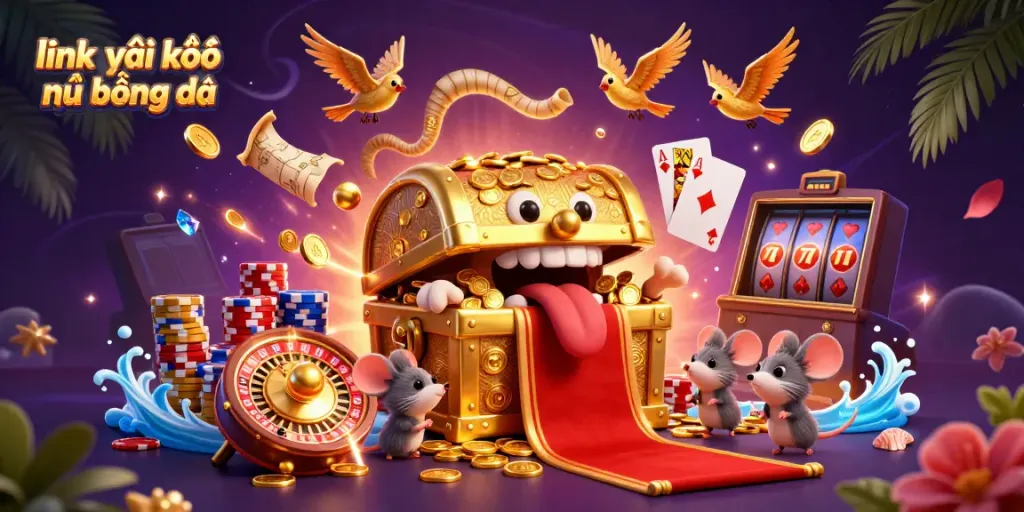 Engage with link vào kết quả bóng đá through a vibrant casino scene full of adventure and treasure.