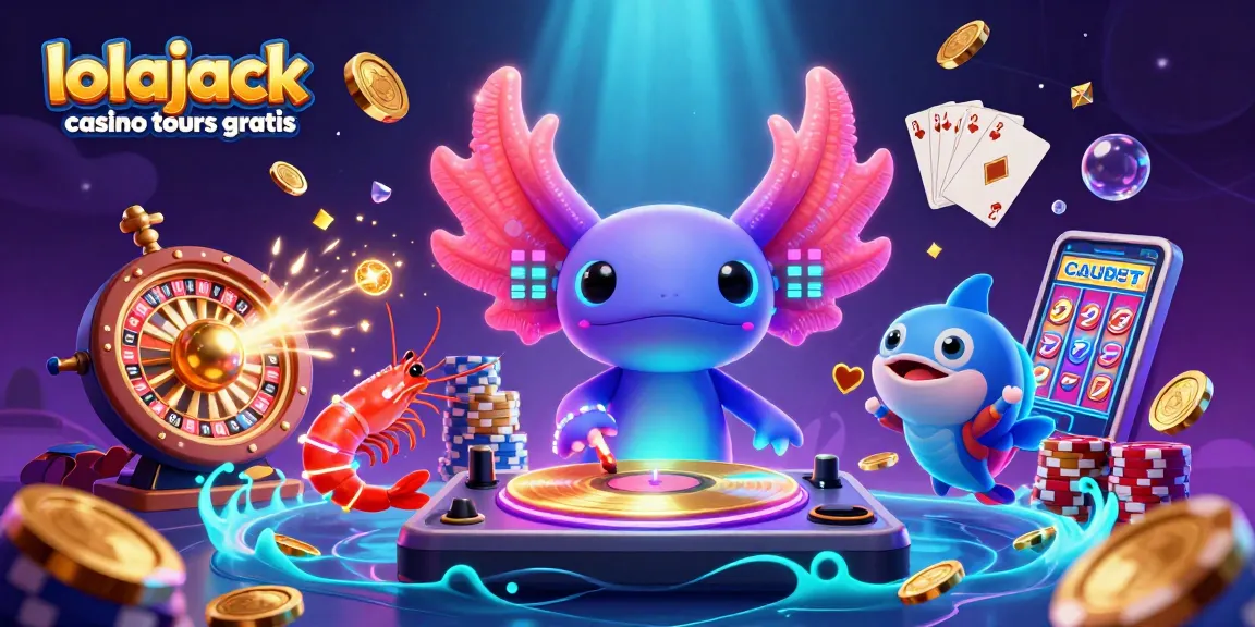 Experience thrilling gaming with lolajack casino tours gratuits, featuring vibrant 3D casino art and exciting game elements.