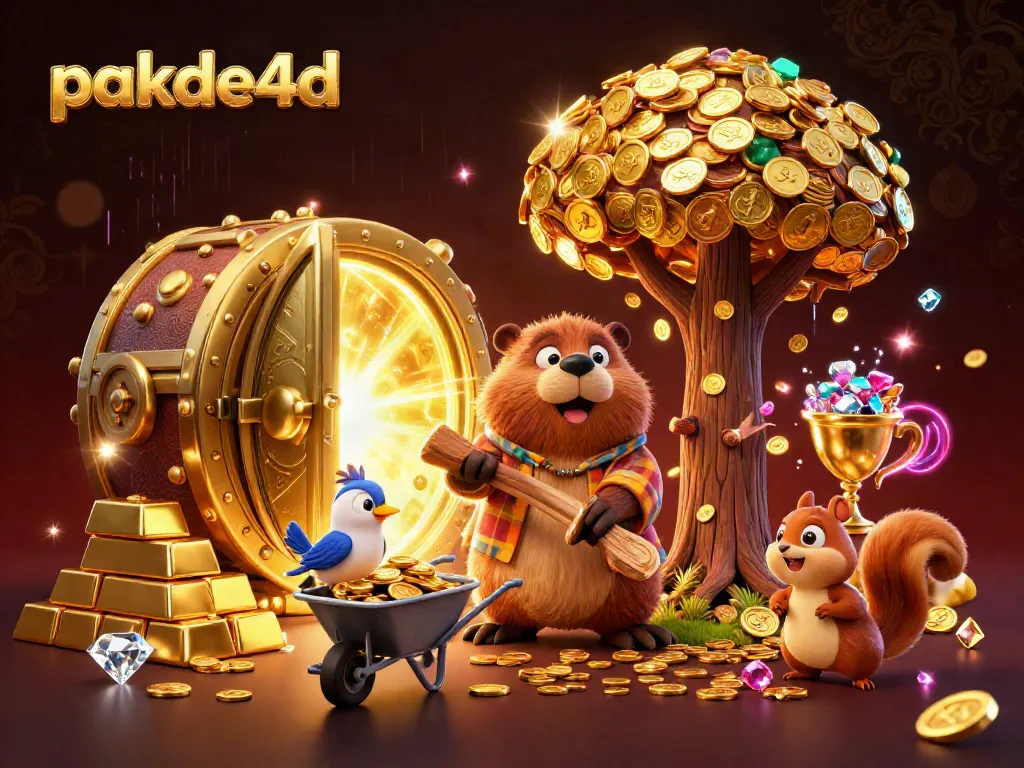 Engage with pakde4d's vibrant lottery scene featuring colorful characters collecting golden coins.