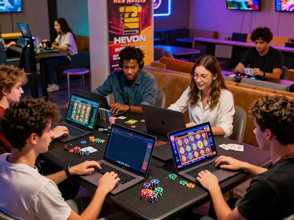 Engaged players enjoying H19 online games in a vibrant casino setting.