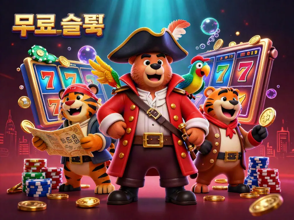 Engaging scene showcasing 무료슬롯 with animated characters at a vibrant casino backdrop, featuring colorful slot reels.