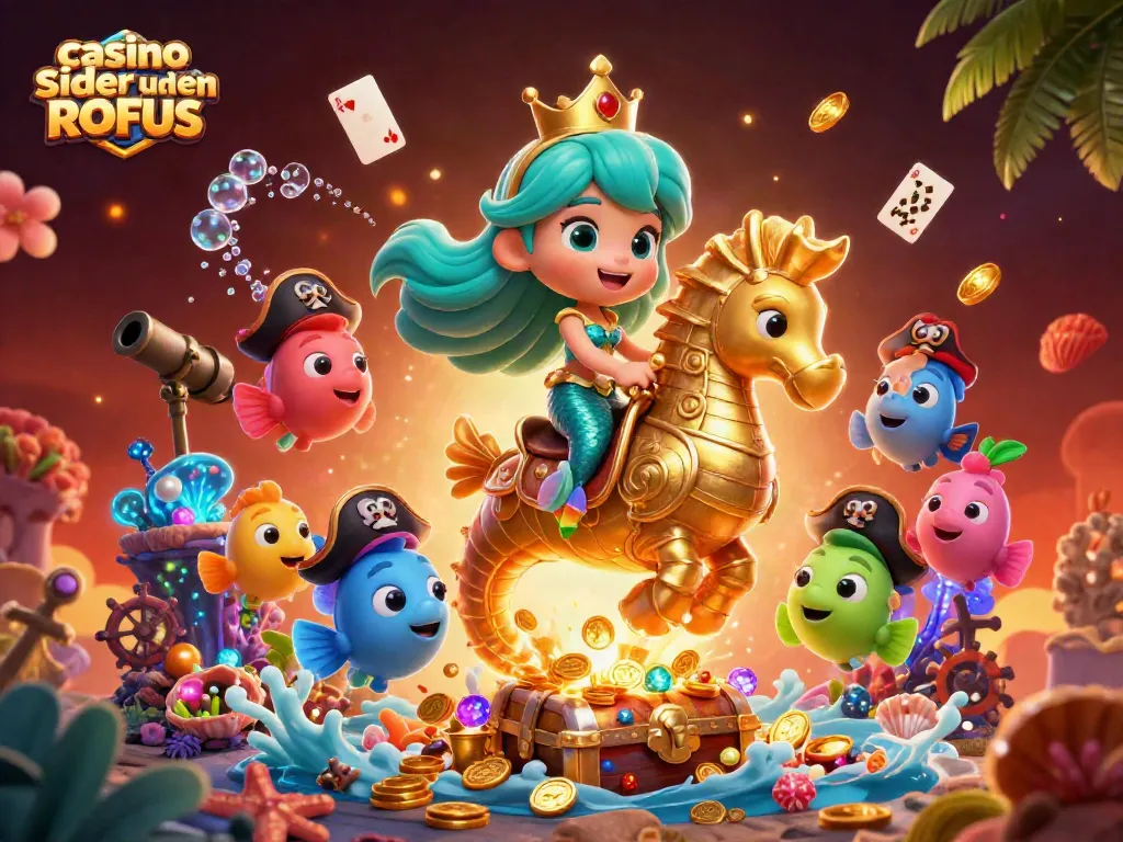 Engage with casino sider uden ROFUS featuring vibrant underwater adventure with a mermaid princess and treasures.