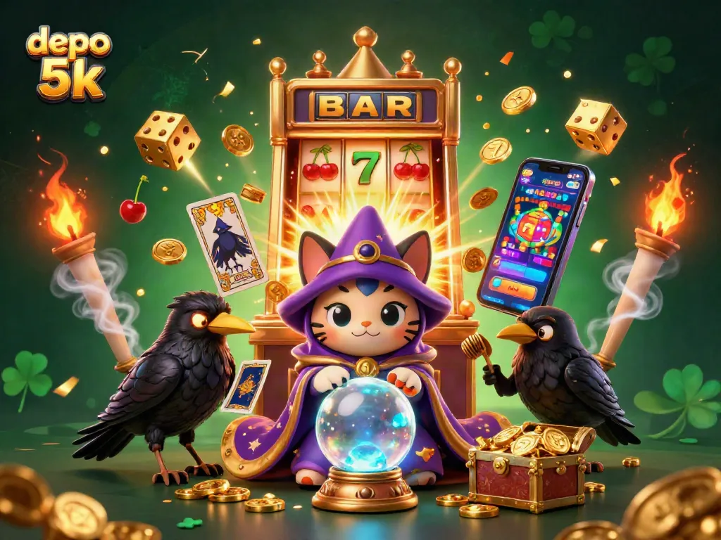 Experience winning excitement at depo 5k with a vibrant scene of jackpots and thrilling gameplay elements.
