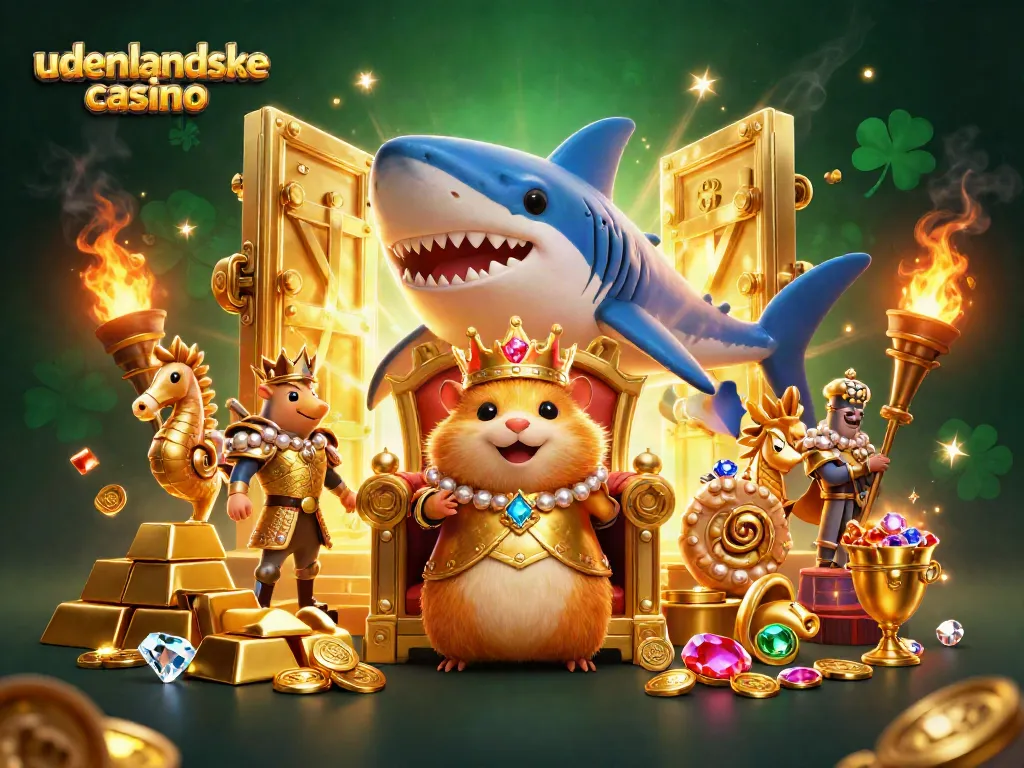 Experience the thrill of udenlandske casino with a regal hamster king and treasure elements in a rich, dynamic scene.