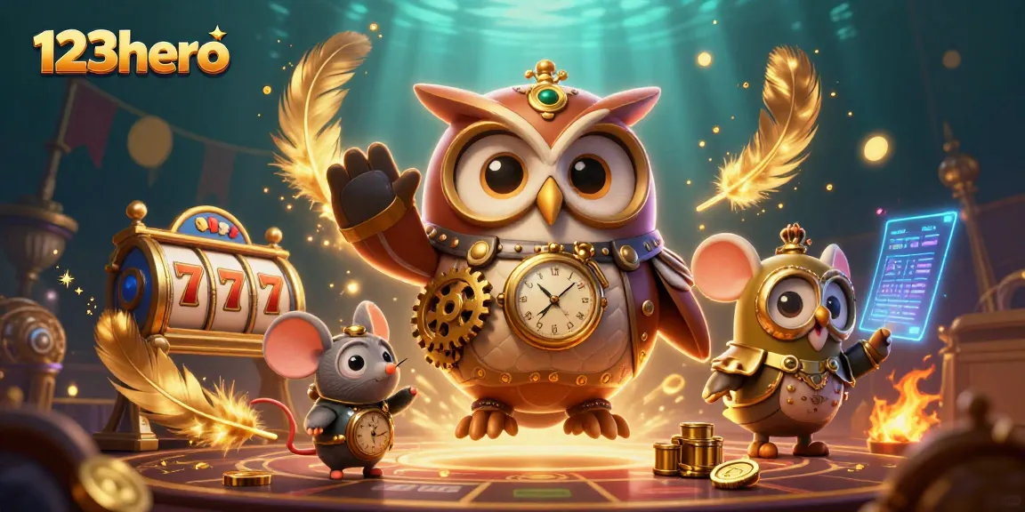 Experience thrilling gameplay with 123hero's vibrant 3D casino scene featuring unique steampunk elements.
