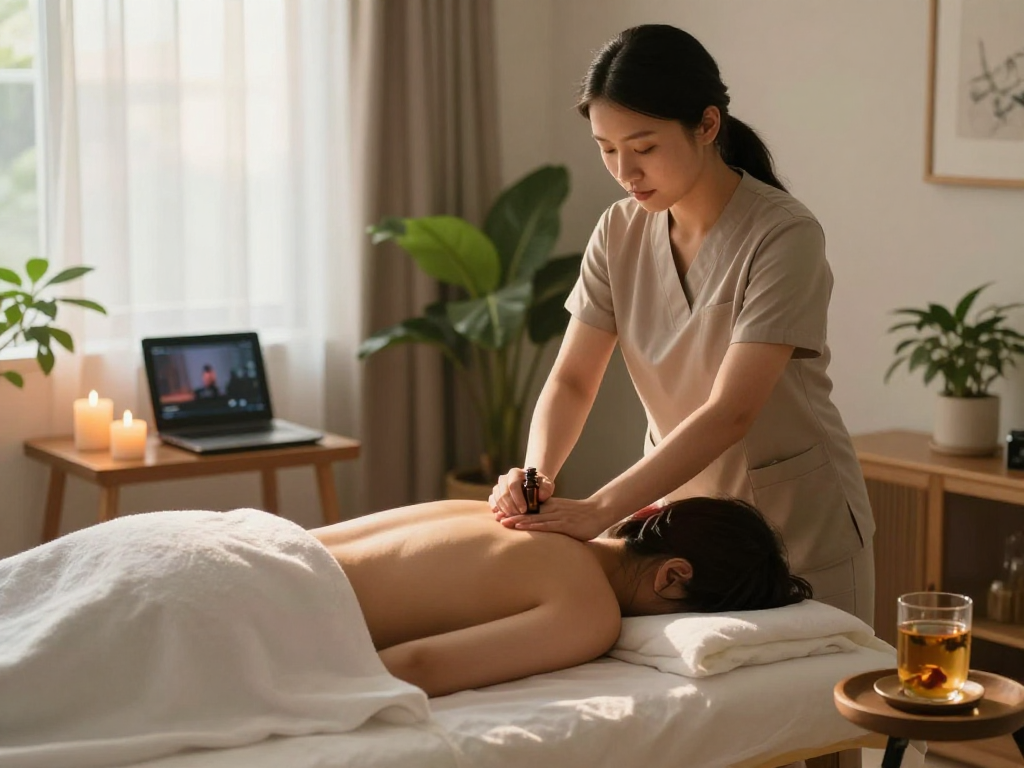 Relaxing 구리출장마사지 session at home with a skilled therapist enhancing wellness and tranquility.