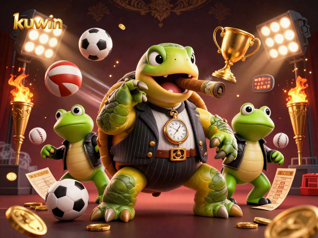 Join kuwin's thrilling casino adventure with snapping turtle in a vintage suit and bullfrog enforcers.