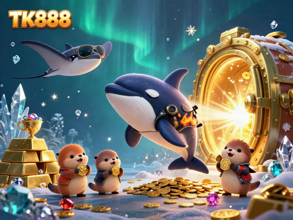Experience gaming excitement with TK888 as the orca, stingray, and otters celebrate winnings underwater.