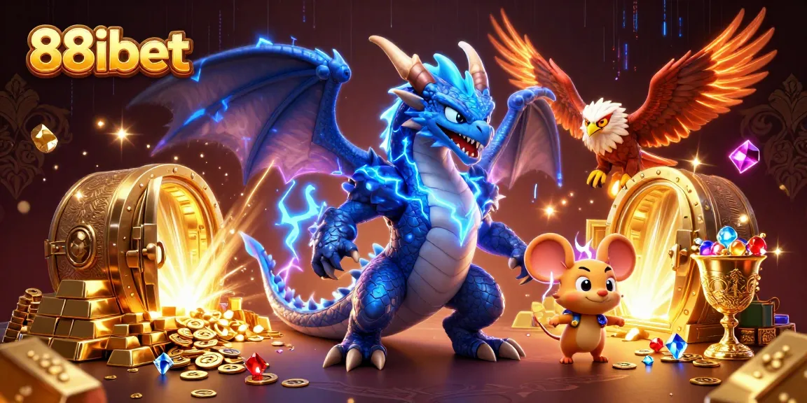 Experience thrilling wins with 88ibet in a vibrant casino atmosphere featuring stunning cartoon characters.